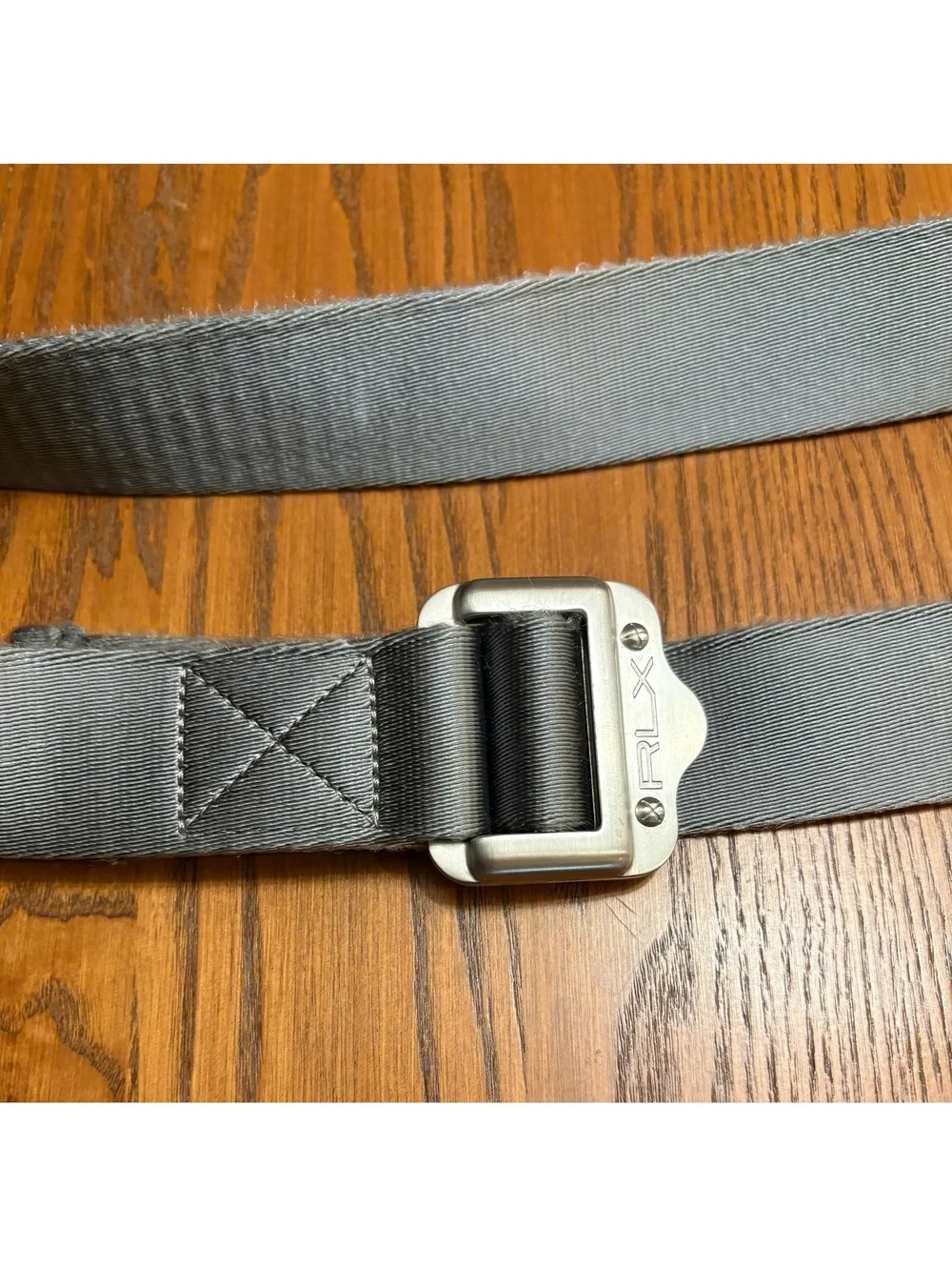 RLX Ralph Lauren Grey Webbing Belt with Metal Logo Buckle - Tactical Style